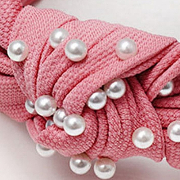 Pink Pearl Knot Headband Hair Bling Sparkle Jewel Statement Accessory - Picture 2 of 6